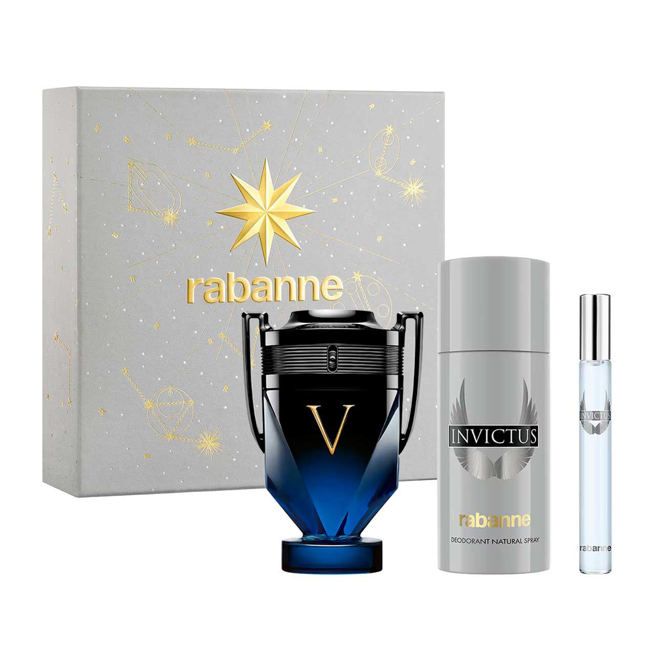 RABANNE
Invictus Victory Elixir, Estuche 3 piezas Hombre EDP 100ml + Desodorante 150ml + Miniatura 10ml