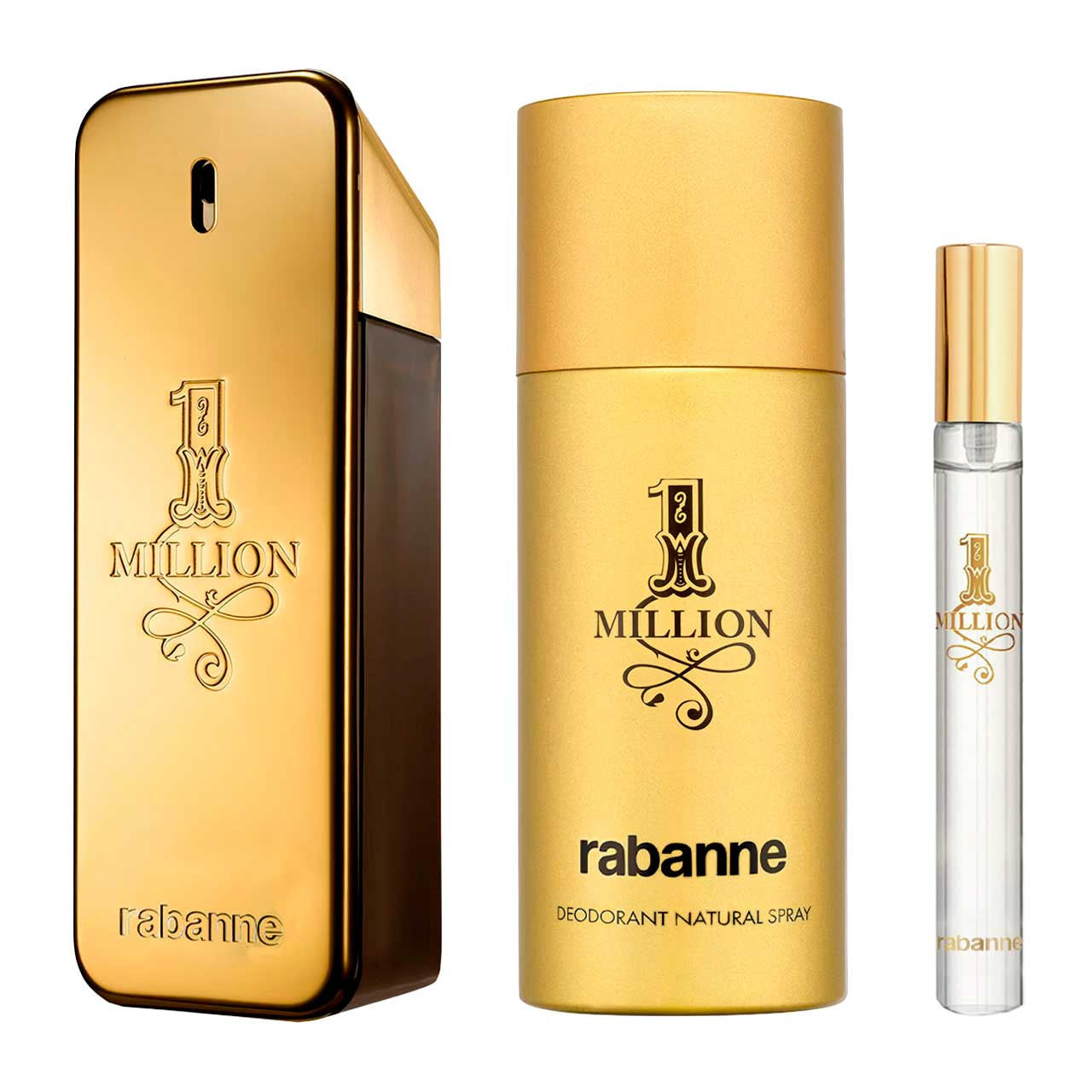 RABANNE

One Million Navidad Estuche 3 Piezas Hombre EDT 100ml + Desodorante 150ml + Miniatura 10ml